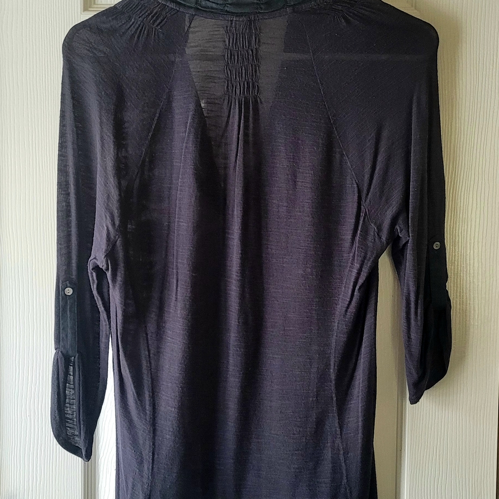 Burning Torch Anthro Silk Cotton Gray Paisley Embroidered Button Top Boho - Picture 3 of 12